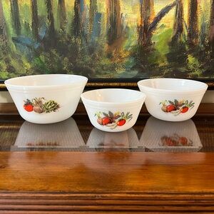 🌟 SALE $125🌟 Federal Glass New 50’s-60’s Vegetable Print Set 3 Nesting Bowls